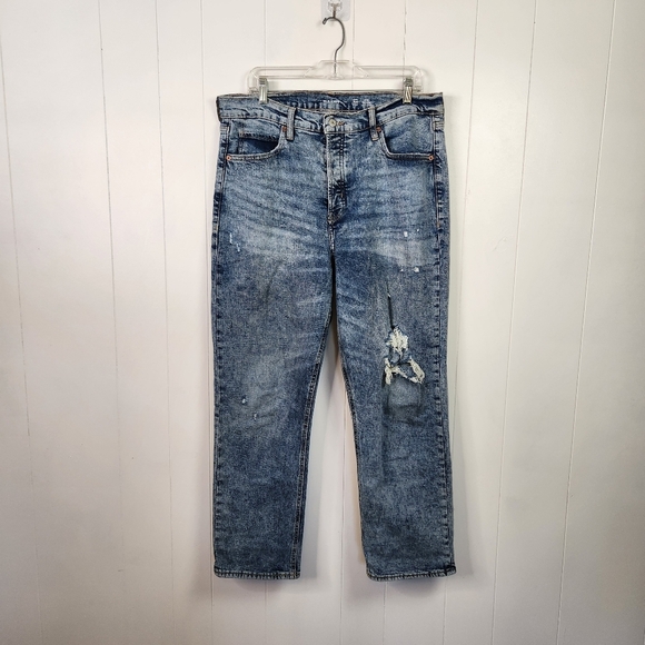 Old Navy Extra High Rise Sky High Straight Leg Jeans Size 14 Button Fly Denim - Picture 1 of 6